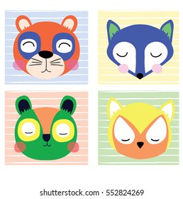 cute animals cartoon vector illustration.