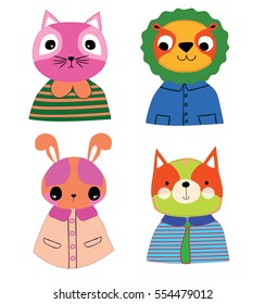 cute animals cartoon vector illustration.
