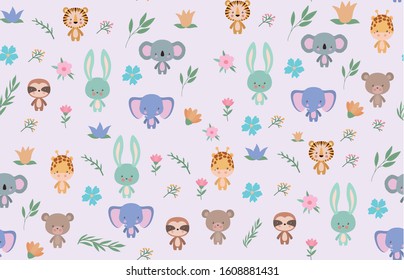 Cute animals cartoons design, Zoo life nature character childhood and adorable theme Vector illustration