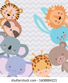 Cute animals cartoons design, Zoo life nature character childhood and adorable theme Vector illustration