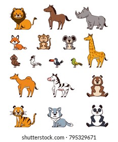 Cute animals cartoons icons