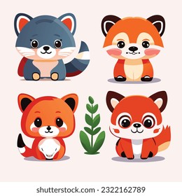 Juego de caracteres de animales pequeños, animal de dibujos animados, vector animal
