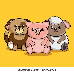 Cute Animals Characters Kawaii Style