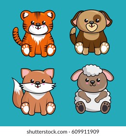 cute animals characters kawaii style