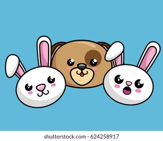 cute animals characters kawaii style