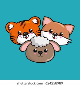 cute animals characters kawaii style