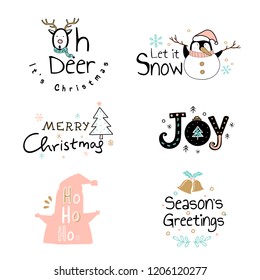 Cute Animals Christmas Vector