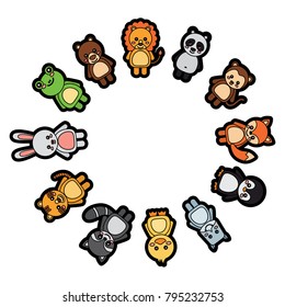cute animals in circle  icon image 