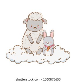 cute animals in the clouds woodland characters