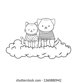 cute animals in the clouds woodland characters