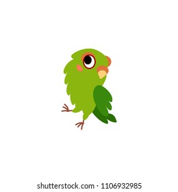Cute animals - cockatoo parrot. Illustrations for children. Baby Shower card. Cartoon character bird isolated on white background. Tropical animal wildlife