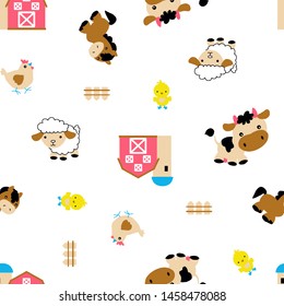 Cute animals collection: farm animals, wild animals,  isolated on white 

background. Vector illustration design template
