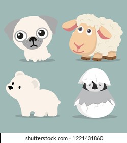 Cute animals Collection in flat design