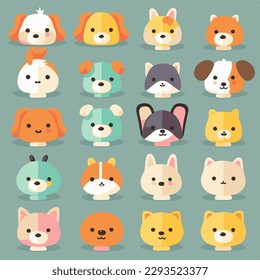 cute animals collection vector flat design