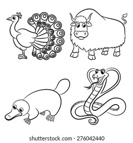 Cute animals collection. Vector illustration.