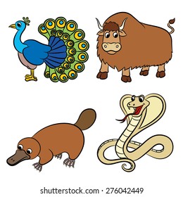 Cute animals collection. Vector illustration.