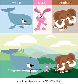 Cute Animals Collections whale rabbit elephant