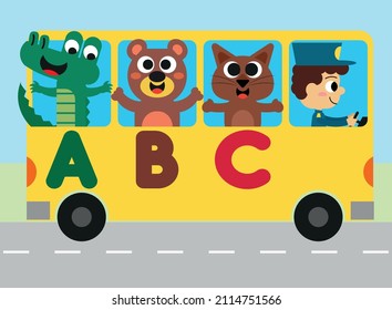 Cute animals  and colorful letter boxes
