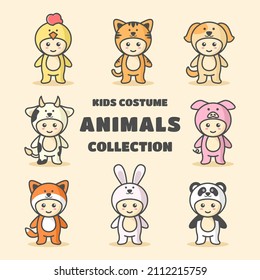 Cute animals costume set vector illustration Free Vector