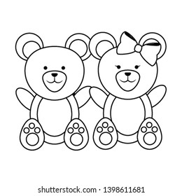 Cute animals couple in black and white