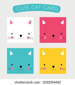 Cute Animales Tarjetas creativas Set ilustración vectorial afiche