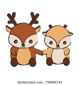 cute animals design two deer