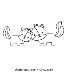 cute animals design two skunks
