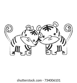 cute animals design two tigers