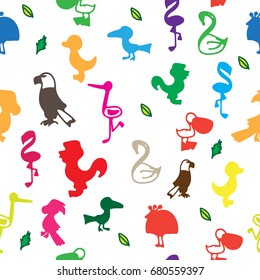 Cute animals in different colors seamless pattern