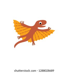 Cute animals - dinosaur Dimorphodon. Illustrations ancient lizard for children. Baby Shower card. Cartoon character dino isolated on white background. Dinosaur era wildlife - Vector