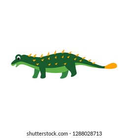 Cute animals - dinosaur Talarurus. Illustrations ancient lizard for children. Baby Shower card. Cartoon character dino isolated on white background. Dinosaur era wildlife - Vector