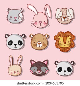 Cute animals doodle cartoons