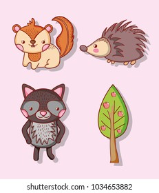 Cute animals doodle cartoons