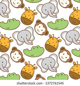 Cute animals doodle pattern