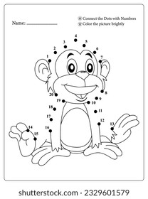 Cute Animals Dot To Dot Pages for kids, Animals Coloring pages, Dot To Dot Connect, Black and White.