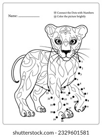 Cute Animals Dot To Dot Pages for kids, Animals Coloring pages, Dot To Dot Connect, Black and White.