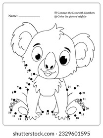 Cute Animals Dot To Dot Pages for kids, Animals Coloring pages, Dot To Dot Connect, Black and White.