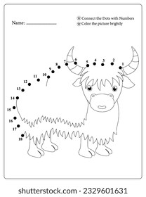 Cute Animals Dot To Dot Pages for kids, Animals Coloring pages, Dot To Dot Connect, Black and White.
