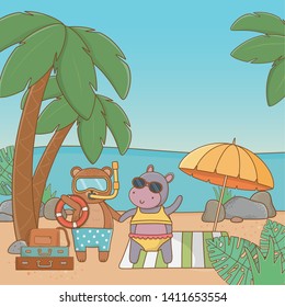 cute animals enjoying summer vacations