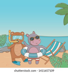 cute animals enjoying summer vacations