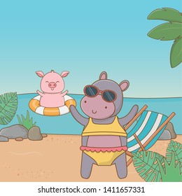 cute animals enjoying summer vacations