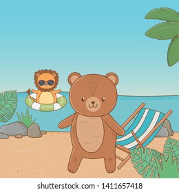 cute animals enjoying summer vacations