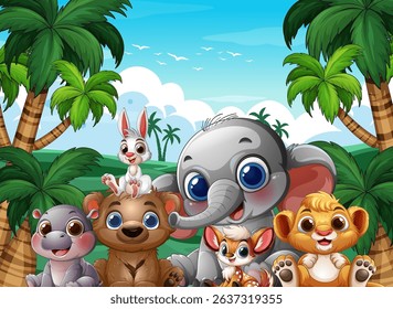 Cute animals enjoying a sunny day together