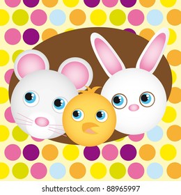 cute animals faces isolated over cute  background. vector