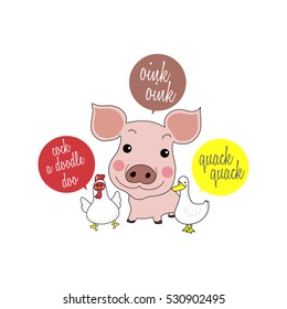 cute animals farm vector