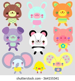 Cute animals from the farm and wild animals. This is a wonderful collection of animals that can be used in the design, in books and magazines, for patterns and stickers, for children coloring.