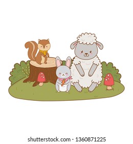 cute animals in the field woodland characters