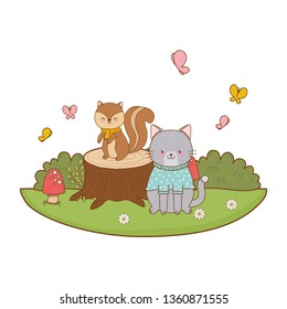 cute animals in the field woodland characters