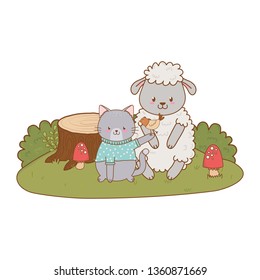 cute animals in the field woodland characters