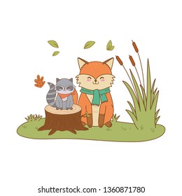 cute animals in the field woodland characters